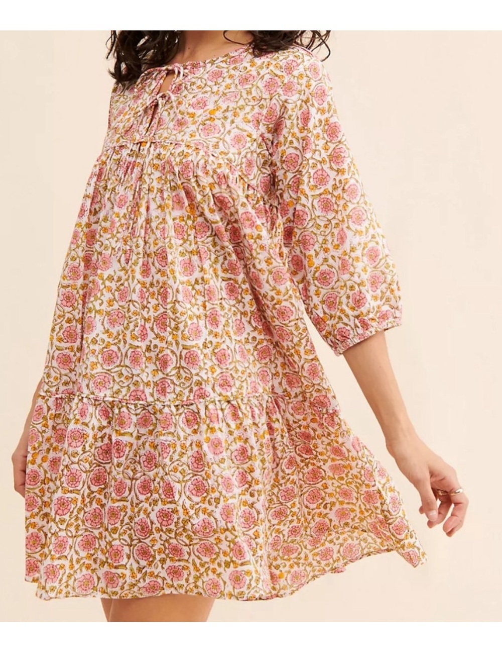 Anthropologie Maelu Willow Mini Dress Pink Floral Print Size Medium